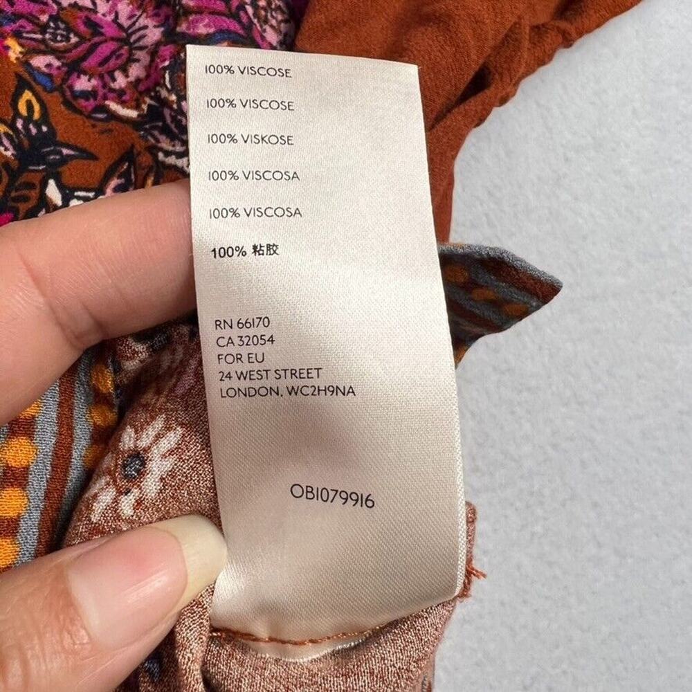 Free People Floral Boxy Peasant Boho Blouse in Rust - Picture 5 of 11